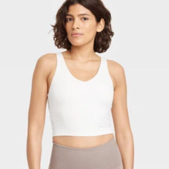 All In Motion Women's Flex Light Support V Neck Cropped Sports Bra Tank Top - Picture 1 of 7